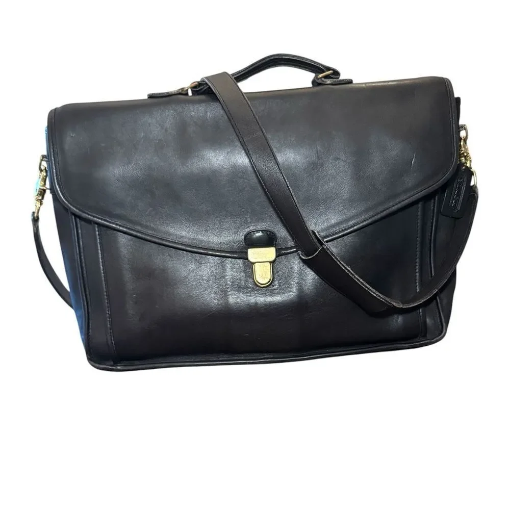 COACH Vintage Rare Morgan Black Leather Briefcase